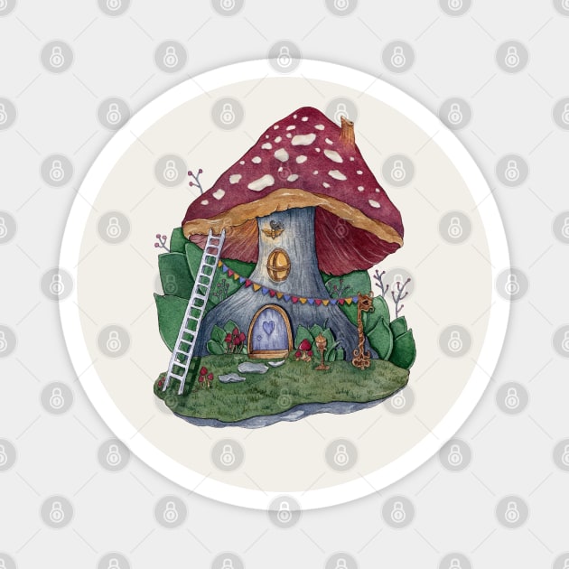 Mushroom House Magnet by Pearl and Plam